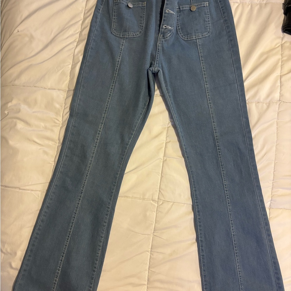 Women’s high waisted wide leg Blue Jeans